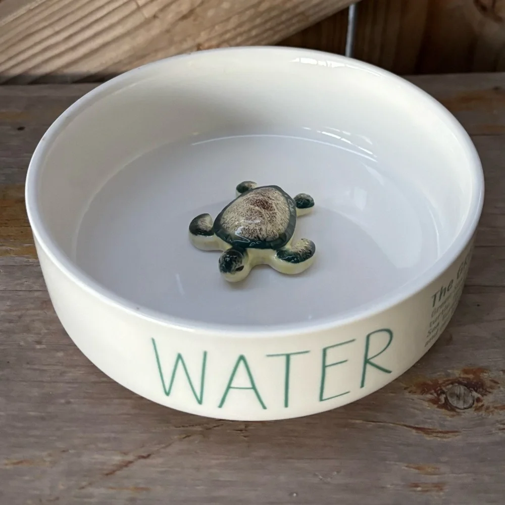 Honest Goods 3D Green Sea Turtle Pet Water Bowl 6 1/4”W